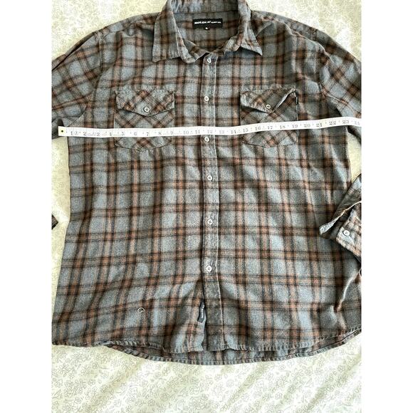 Molokai Surf Co. Brown Gray Plaid Flannel Shirt Men’s XL - Picture 3 of 6